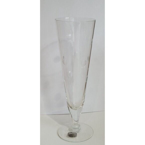 Vintage Mountaineer Etched Crystal Pilsner Glasses Set Of 4 Coin Dot Design Eleg - Picture 3 of 7